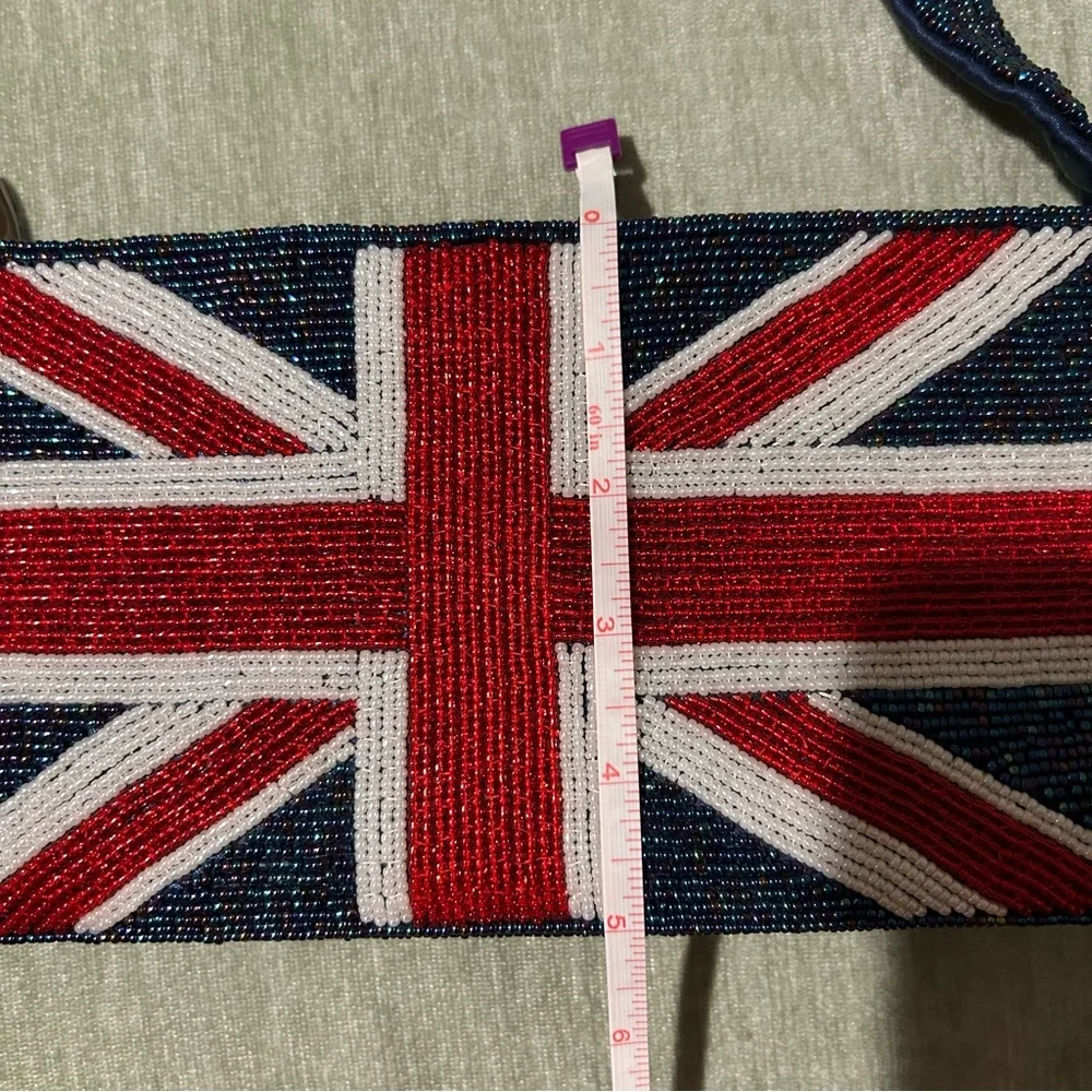Union Jack Beaded Handbag Vintage Handbag Y2K Handbag British Flag Handbag UK - Picture 7 of 10